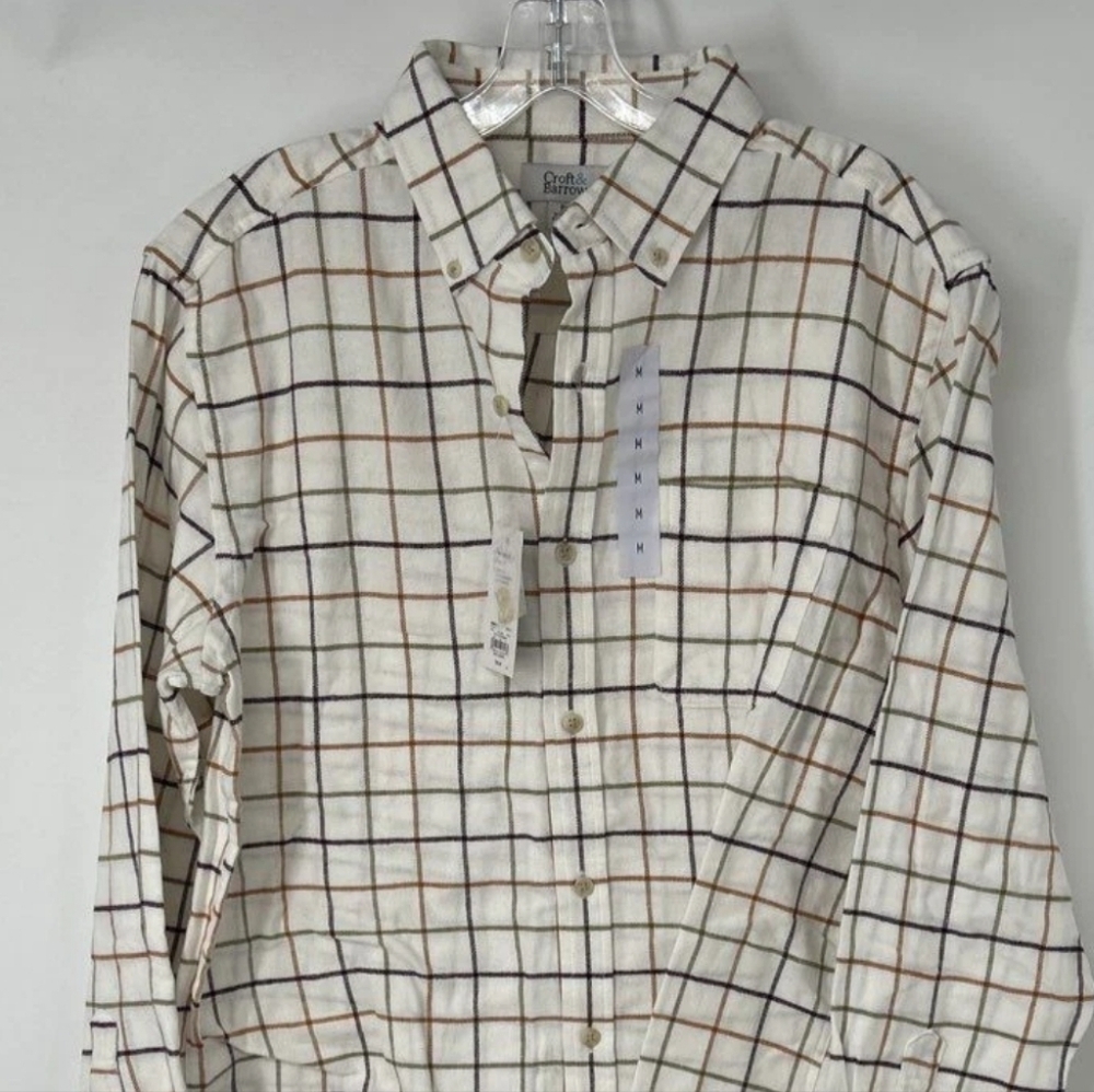 croft & barrow Cream Button-Down Shirt with Brown & Black Windowpane